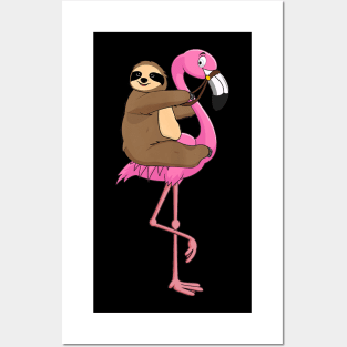 Sloth Rider Flamingo Funny Posters and Art